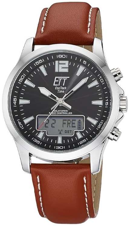 ETT Eco Tech Time Herreklokke EGA-11713-21L Sort/Lær Ø45 mm