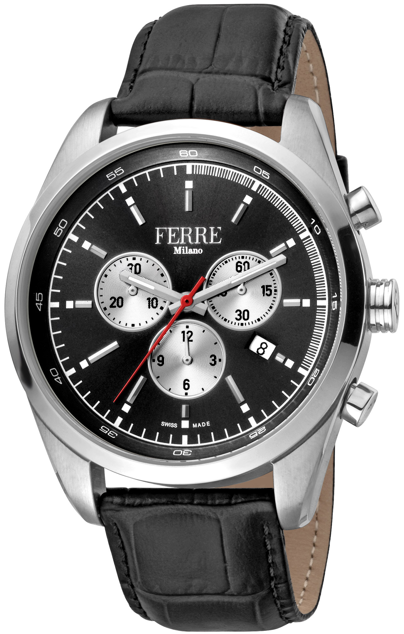 Bilde av Ferrè Milano Michele Herreklokke Fm1g129l0021 Sort/lær Ø44 Mm