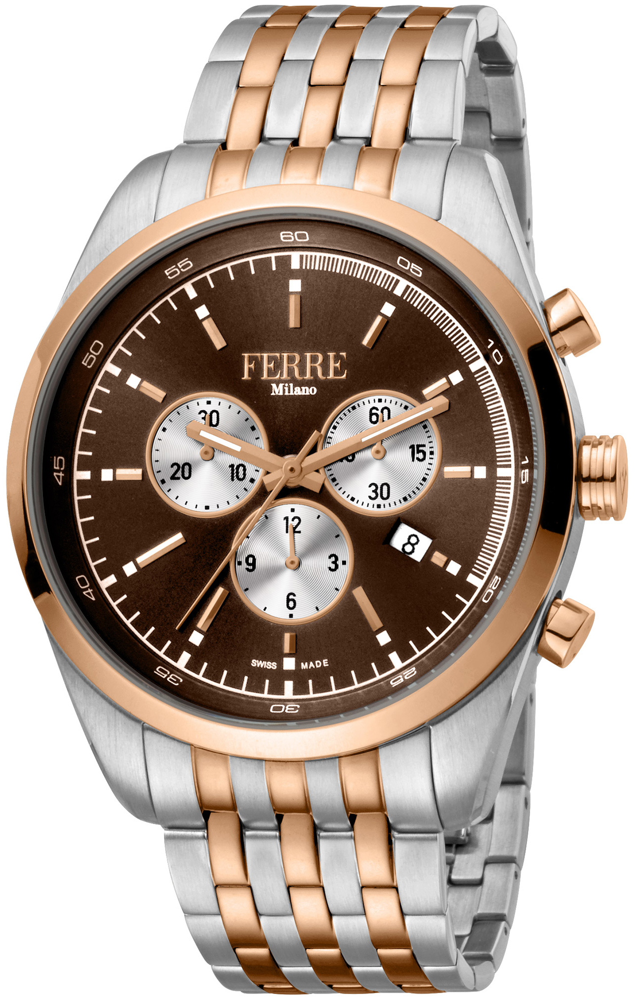 Bilde av Ferrè Milano Michele Herreklokke Fm1g129m0091 Brun/rose-gulltonet