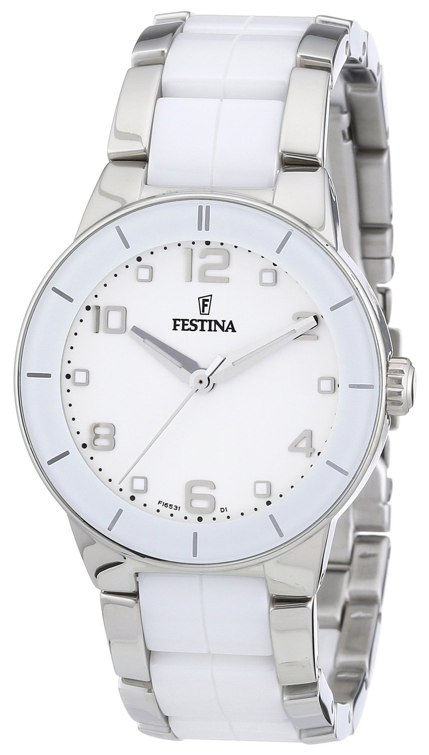 Festina Dress Dameklokke F16531-1 Hvit/Stål Ø35 mm - Festina