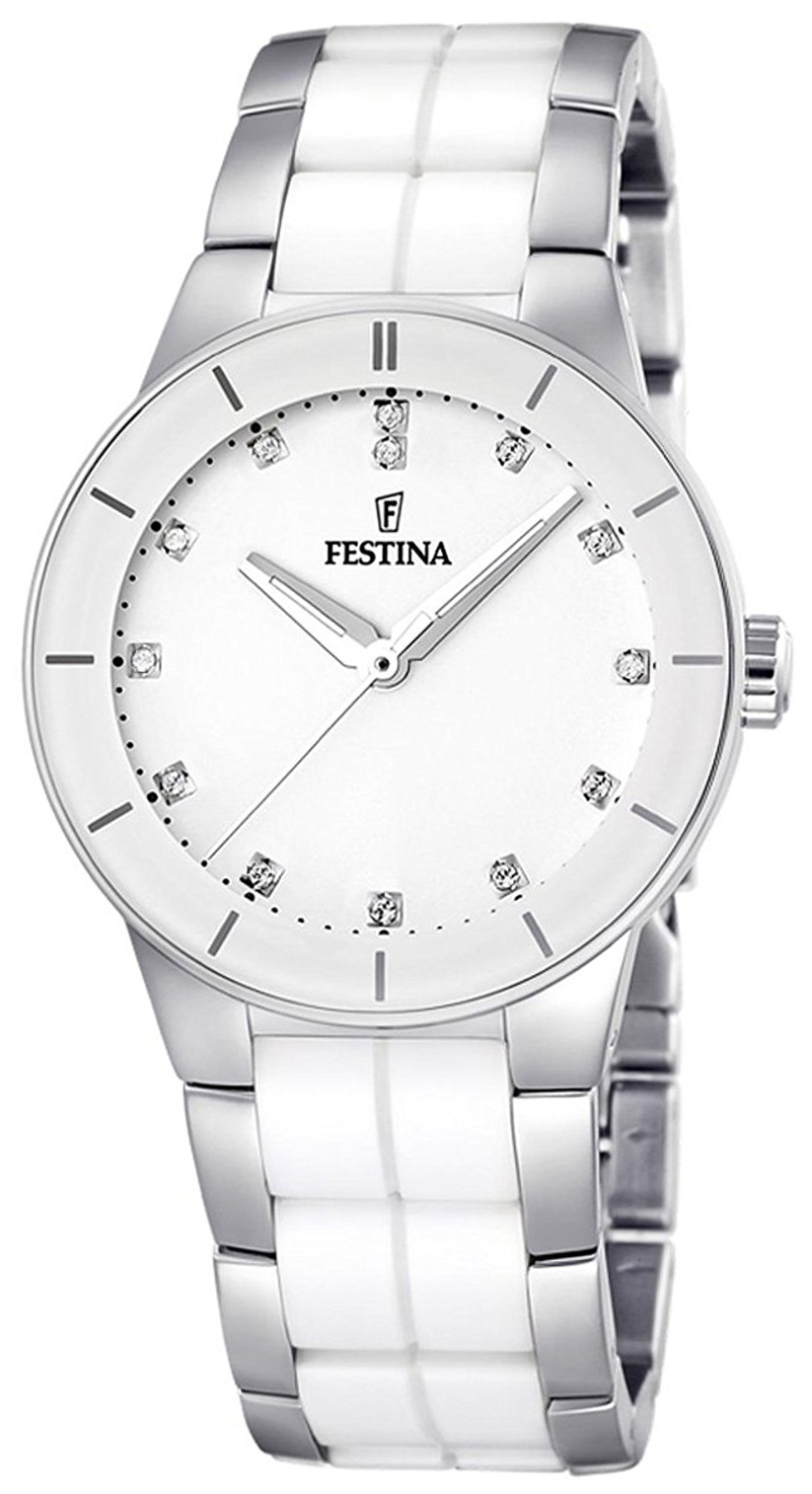 Festina Dameklokke F16531-3 Hvit/Stål Ø34 mm - Festina