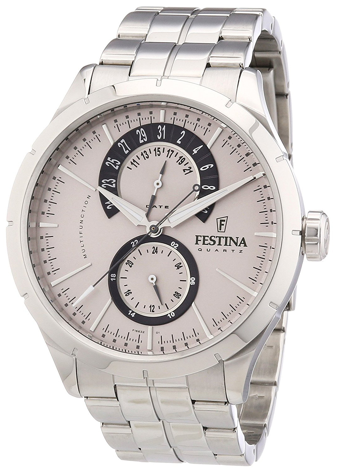 Festina Herreklokke F16632-1 Hvit/Stål Ø45 mm - Festina