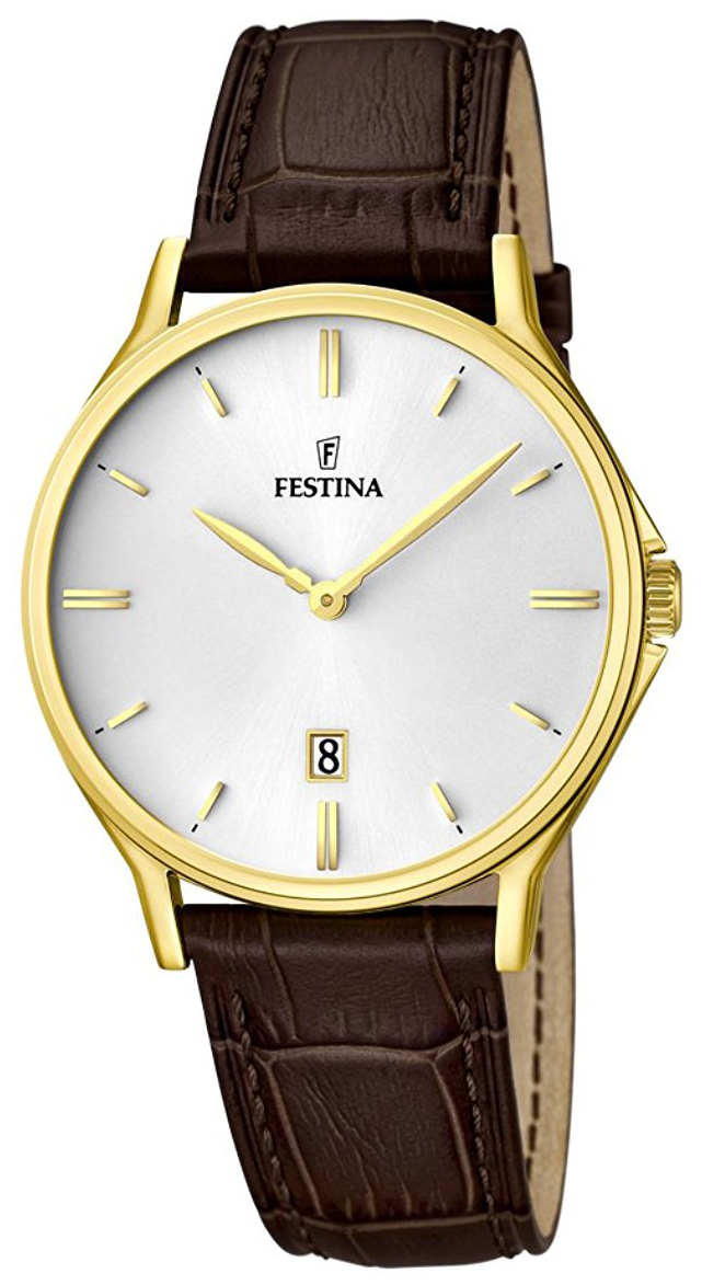 Festina Herreklokke F16747-1 Hvit/Lær Ø39 mm - Festina