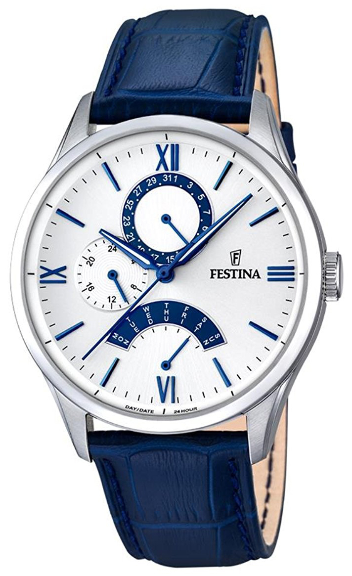 Festina Herreklokke F16823-5 Hvit/Lær Ø43 mm - Festina