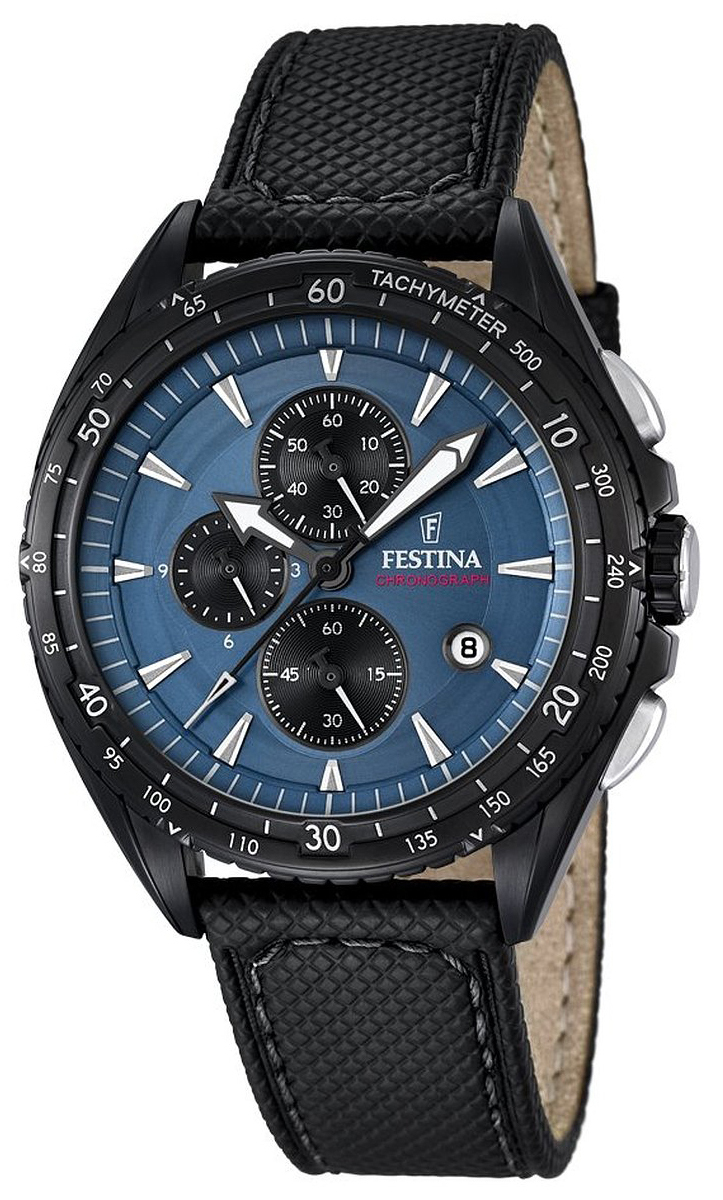 Festina Sport Herreklokke F16847-3 Blå/Lær Ø43 mm - Festina