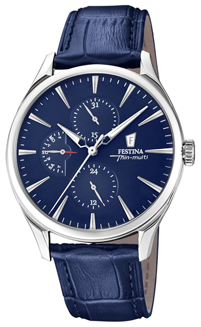 Festina Herreklokke F16992-2 Blå/Lær Ø41 mm - Festina