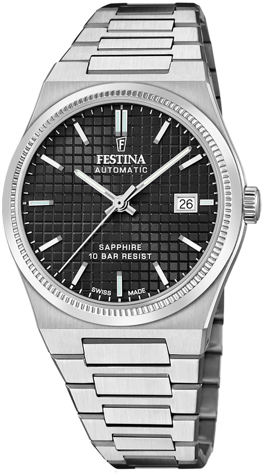 Festina Herreklokke F20028-4 Swiss Made Sort/Stål Ø40 mm
