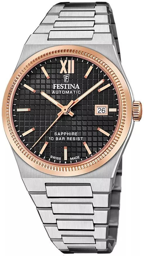 Festina Herreklokke F20030-3 Swiss Made Sort/Stål Ø40 mm