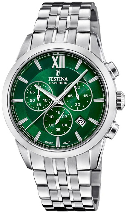 Festina Herreklokke F20040-3 Swiss Made Grønn/Stål Ø41 mm