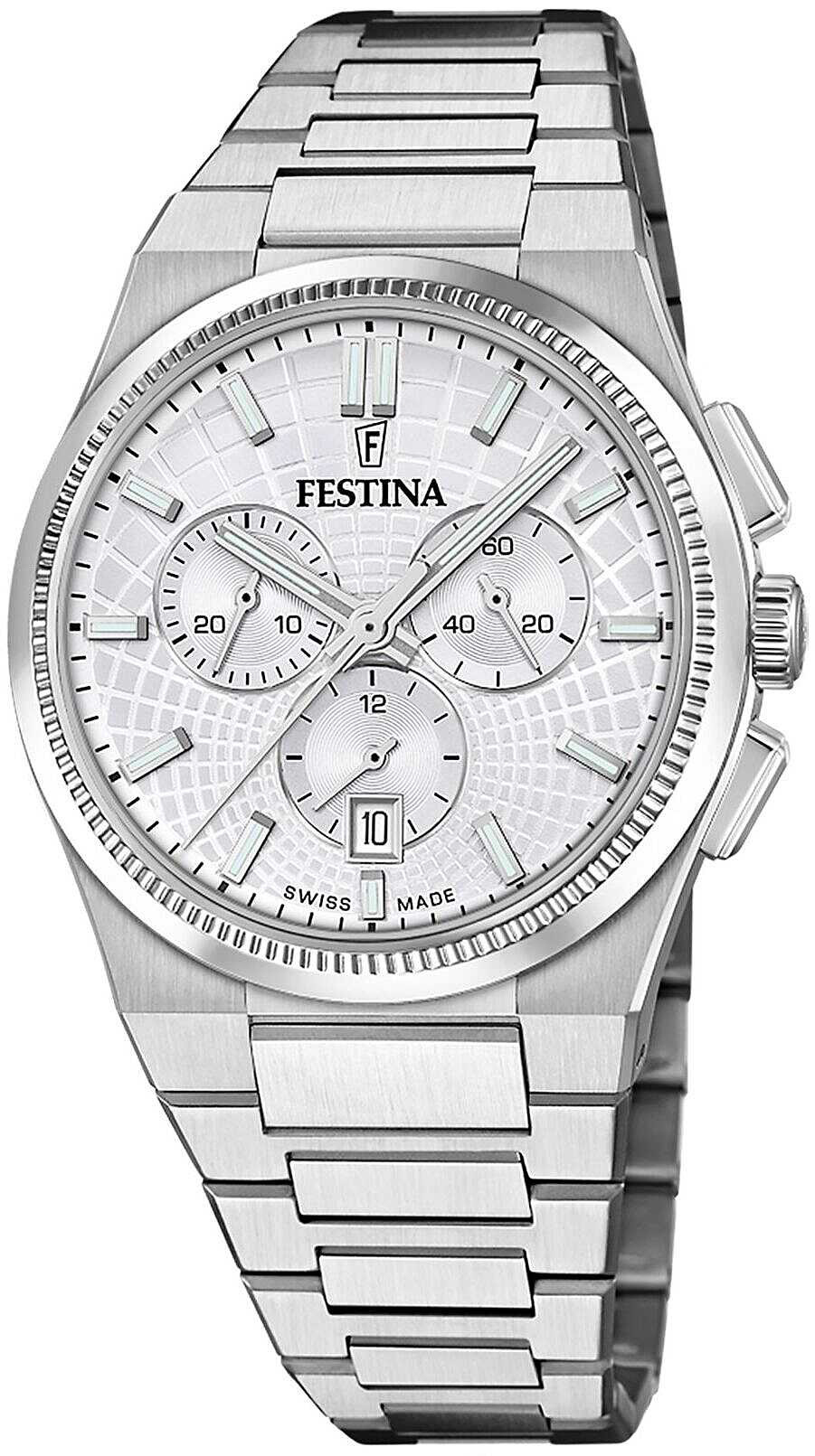 Festina Herreklokke F20059-1 Swiss Made Sølvfarget/Stål Ø42.5 mm