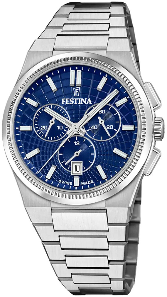 Festina Herreklokke F20059-2 Swiss Made Blå/Stål Ø42.5 mm