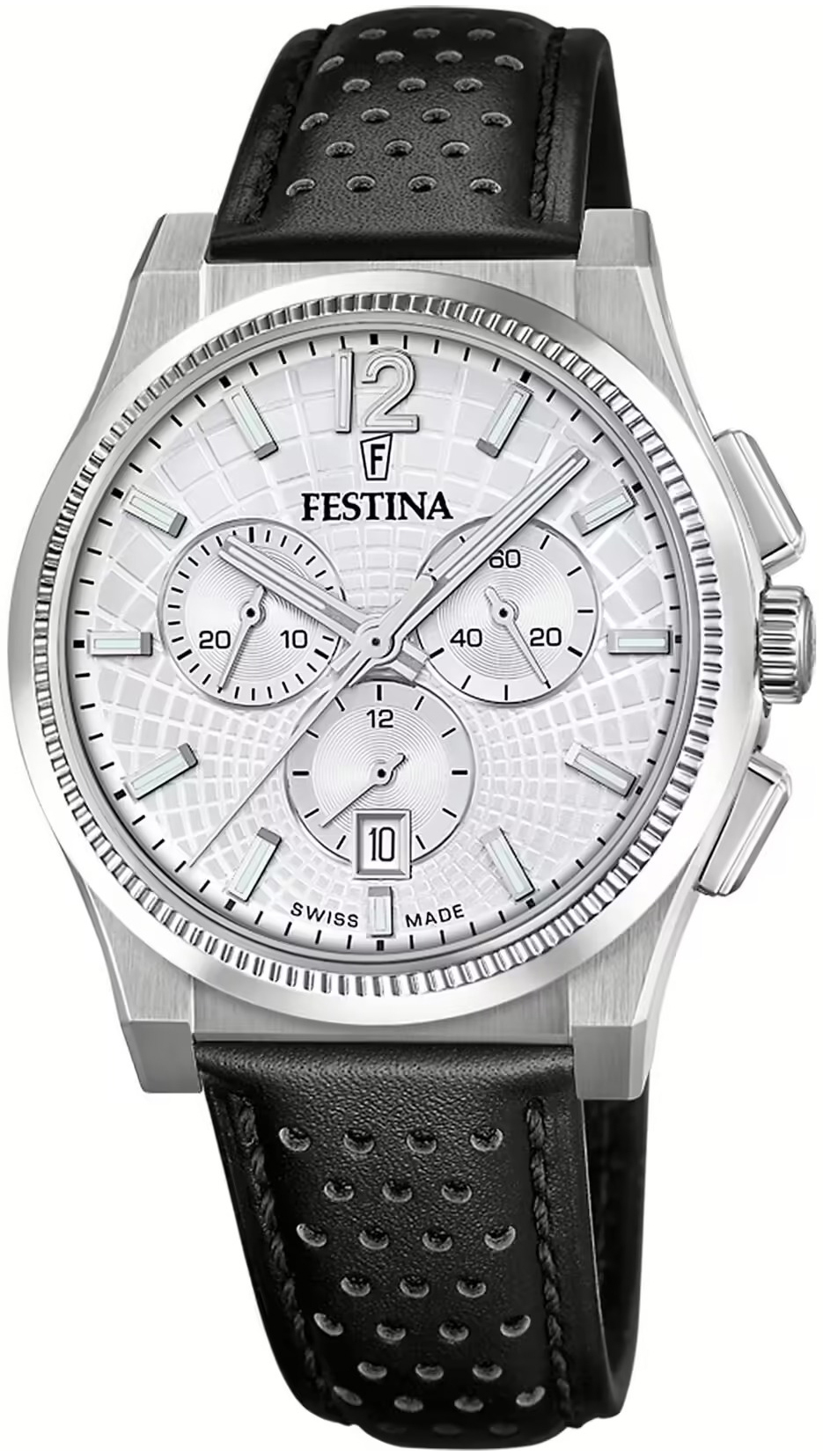 Festina Herreklokke F20060-1 Swiss Made Sølvfarget/Lær Ø42.5 mm