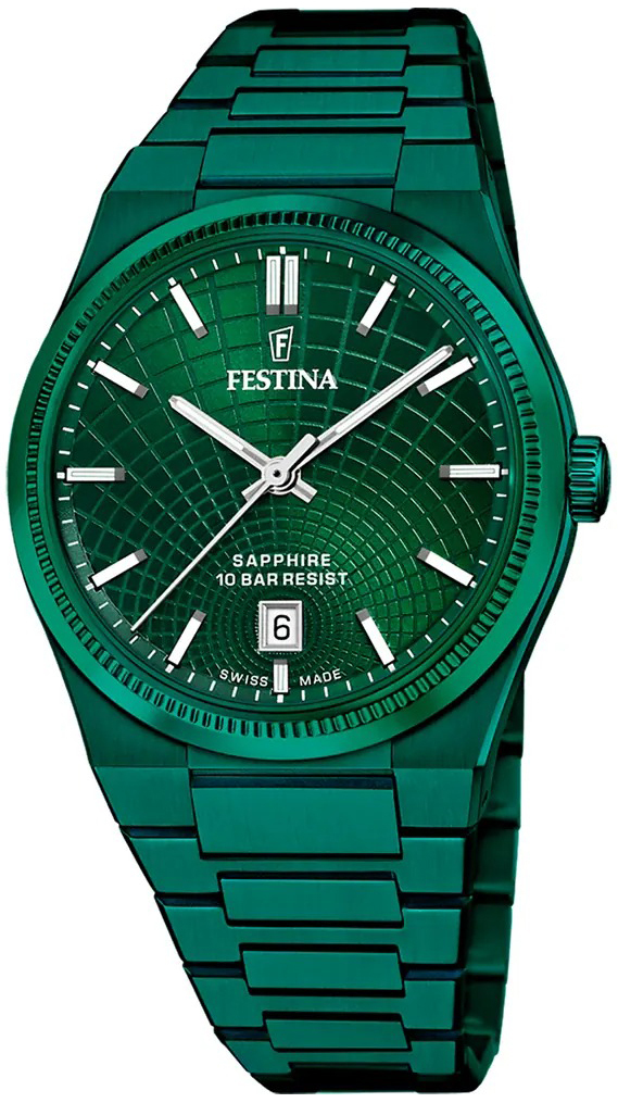 Festina Herreklokke F20079-1 Swiss Made Grønn/Stål Ø40 mm