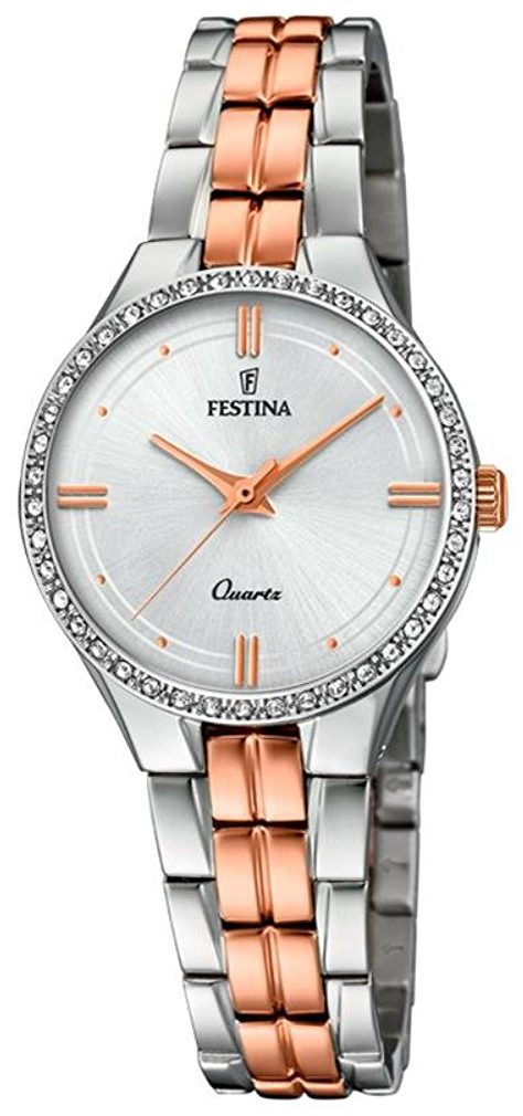 Festina Dameklokke F20219-2 Hvit/Rose-gulltonet stål Ø29 mm - Festina