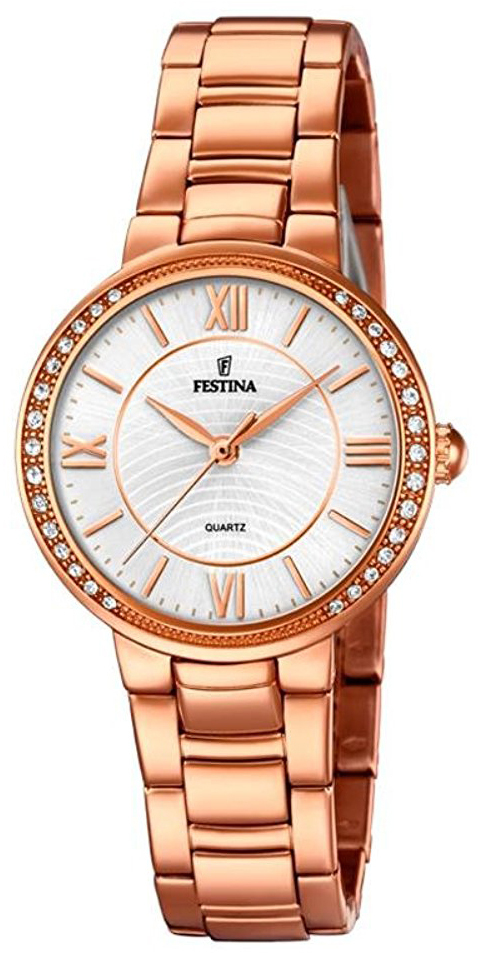 Festina Dameklokke F20222-1 Hvit/Rose-gulltonet stål Ø30 mm - Festina