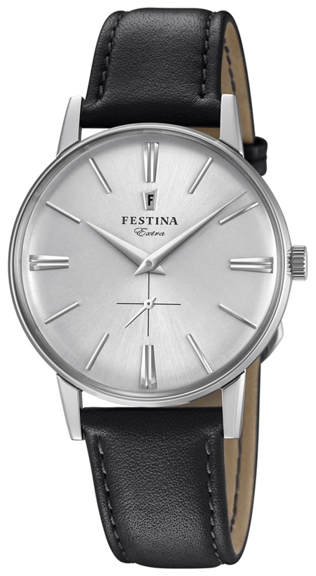 Festina Herreklokke F20248-1 Sølvfarget/Lær Ø36 mm - Festina