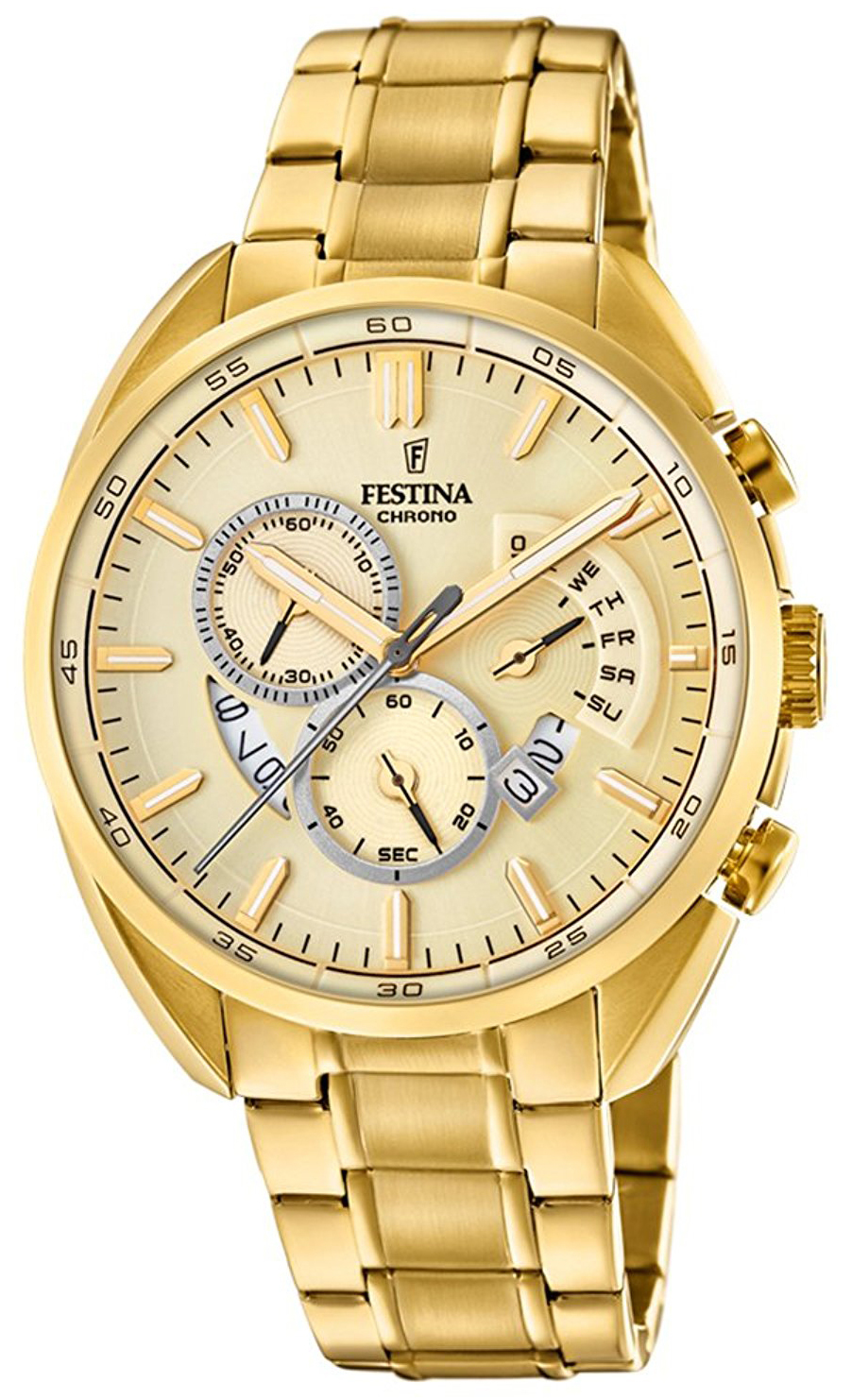 Festina Herreklokke F20267-1 Beige/Gulltonet stål Ø42 mm - Festina