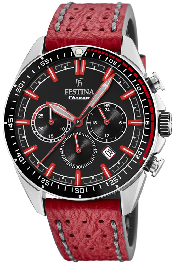 Festina Herreklokke F20377-5 Sort/Lær Ø44 mm