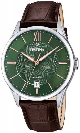 Festina Herreklokke F20426-8 Classic Grønn/Lær Ø43 mm