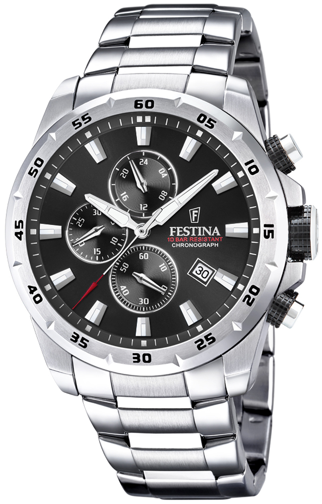 Festina Herreklokke F20463-4 Sort/Stål Ø45 mm