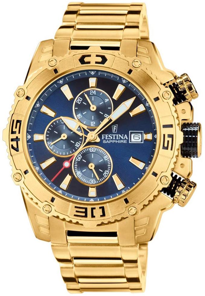 Festina Herreklokke F20492-2 Blå/Gulltonet stål Ø48 mm