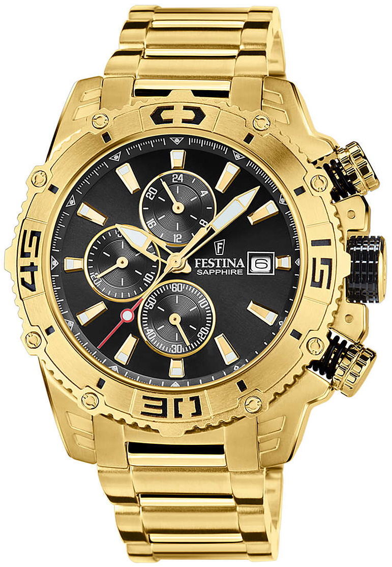 Festina Herreklokke F20492-4 Sort/Gulltonet stål Ø48 mm