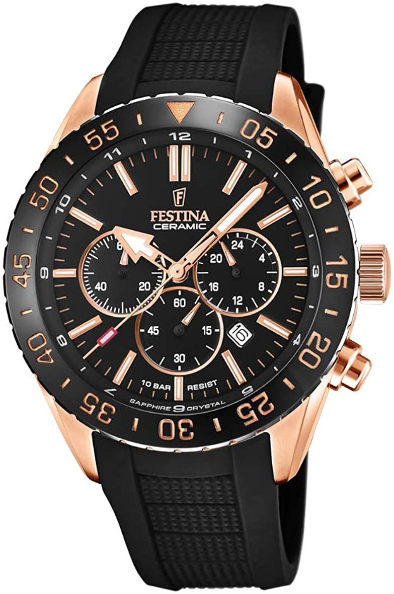 Festina Herreklokke F20516-2 Ceramic Sort/Gummi Ø44 mm