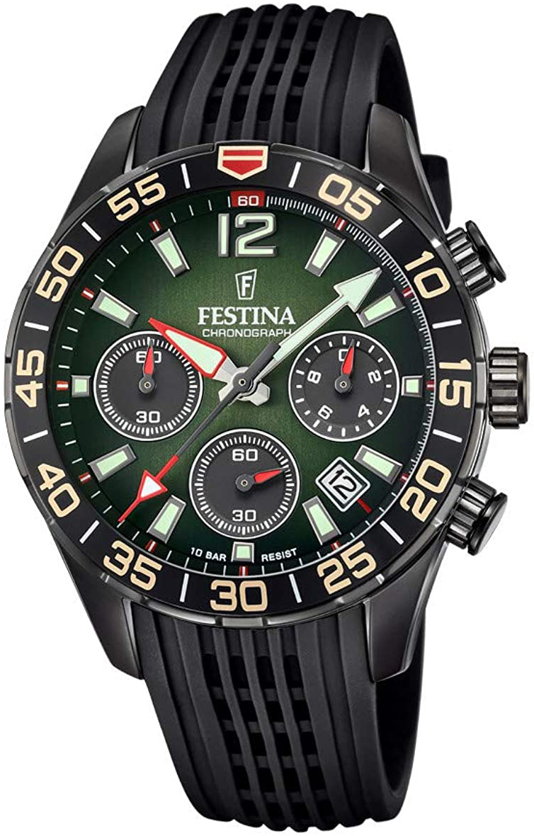 Festina Herreklokke F20518-2 Grønn/Gummi Ø44 mm