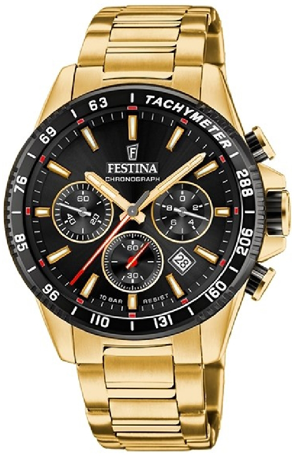Festina Herreklokke F20634-5 Timeless Sort/Gulltonet stål Ø43.5 mm