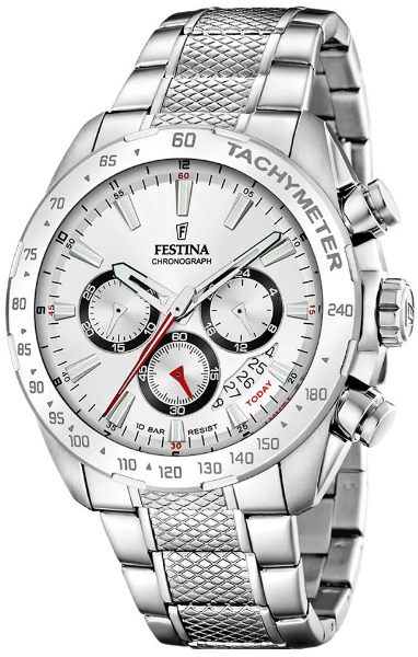 Festina Herreklokke F20668-1 Timeless Hvit/Stål Ø44.5 mm
