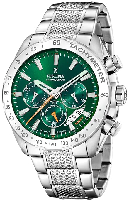Festina Herreklokke F20668-3 Timeless Grønn/Stål Ø44.5 mm