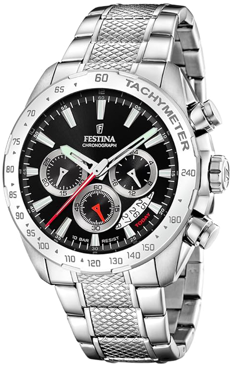 Festina Herreklokke F20668-4 Timeless Sort/Stål Ø44.5 mm