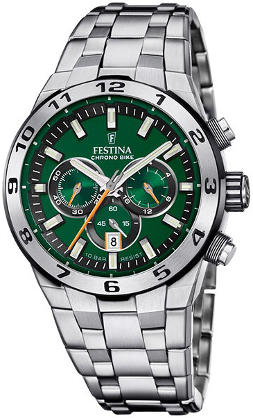 Festina Herreklokke F20670-2 Chrono Bike Grønn/Stål Ø44.5 mm
