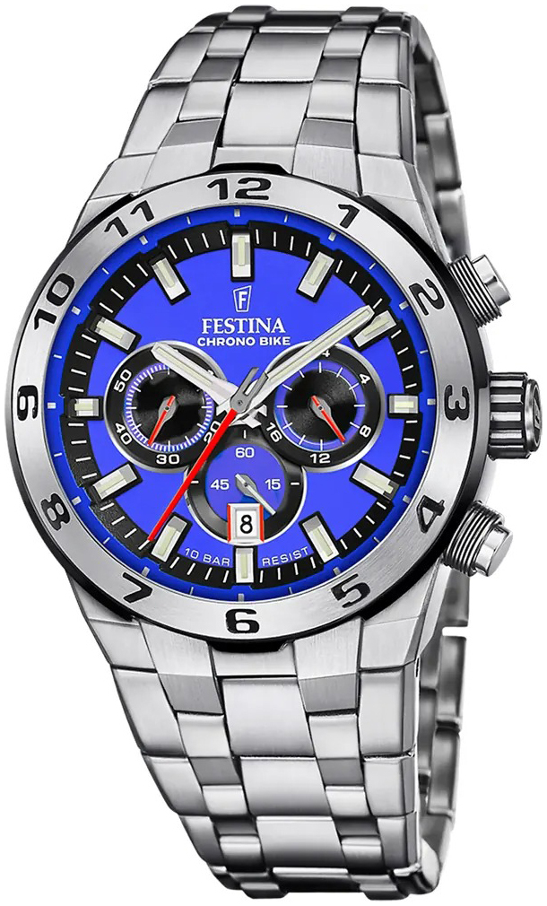 Festina Herreklokke F20670-3 Chrono Bike Blå/Stål Ø44.5 mm
