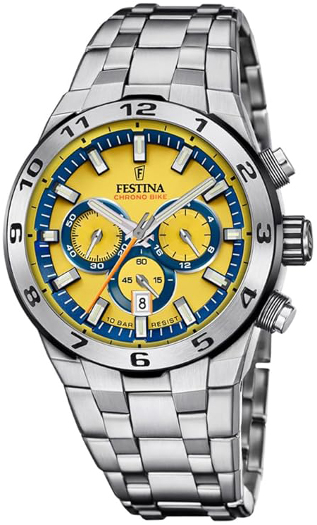 Festina Herreklokke F20670-4 Chrono Bike Gul/Stål Ø44.5 mm