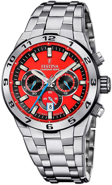 Festina Herreklokke F20670-5 Chrono Bike Rød/Stål Ø44.5 mm