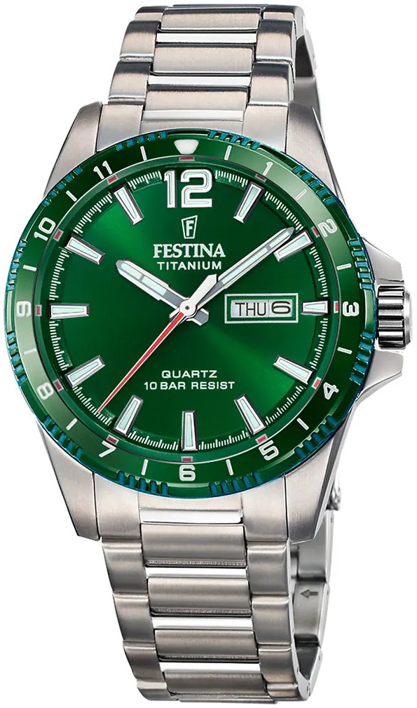 Festina Herreklokke F20698-3 Titanium Grønn/Titan Ø43 mm