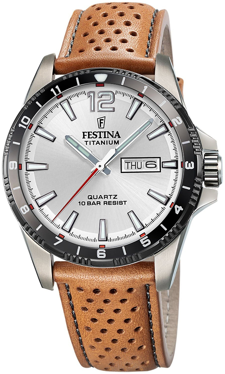 Festina Herreklokke F20699-1 Titanium Sølvfarget/Lær Ø43 mm