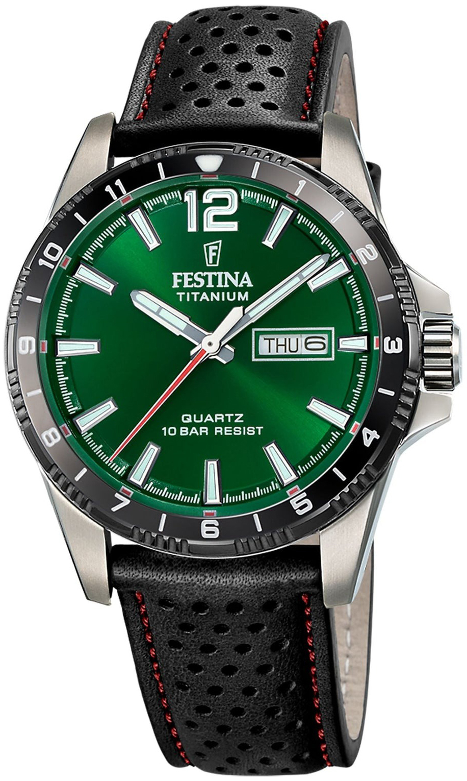 Festina Herreklokke F20699-3 Titanium Grønn/Lær Ø43 mm