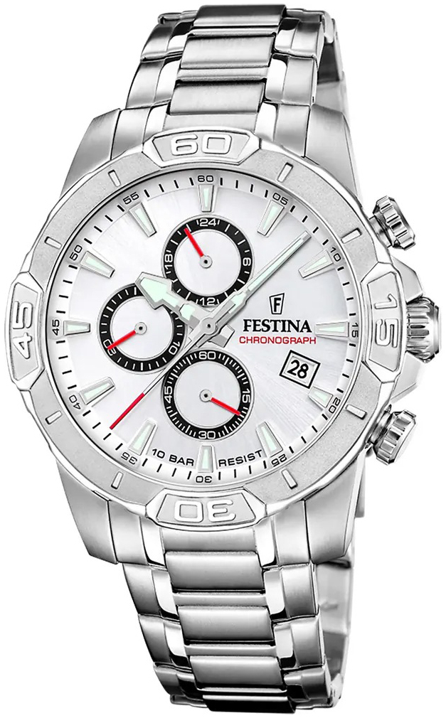 Festina Herreklokke F20704-1 Timeless Hvit/Stål Ø45 mm