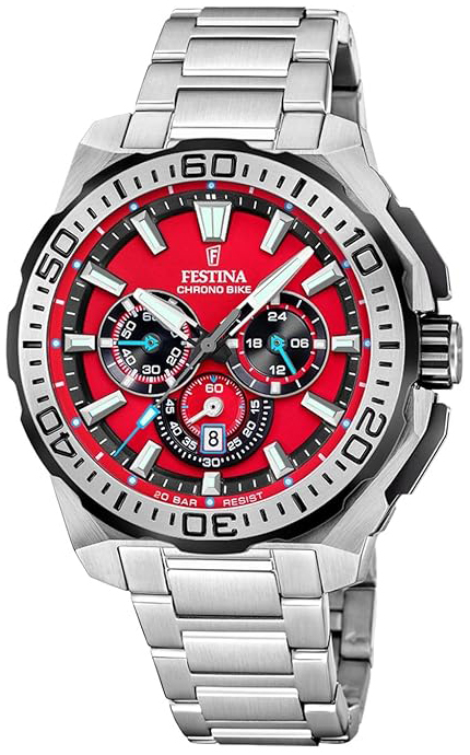Festina Herreklokke F20724-5 Chrono Bike Rød/Stål Ø45.5 mm