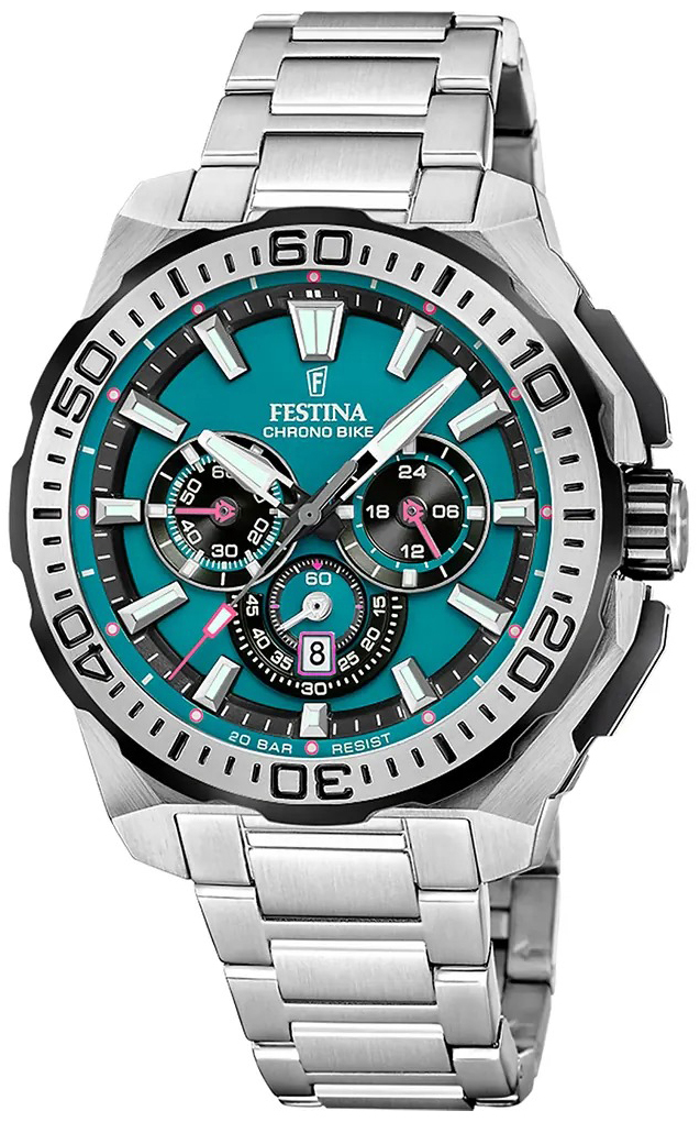 Festina Herreklokke F20724-6 Chrono Bike Grønn/Stål Ø45.5 mm