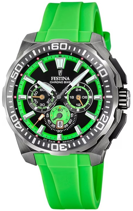 Festina Herreklokke F20725-3 Chrono Bike Sort/Gummi Ø45.5 mm