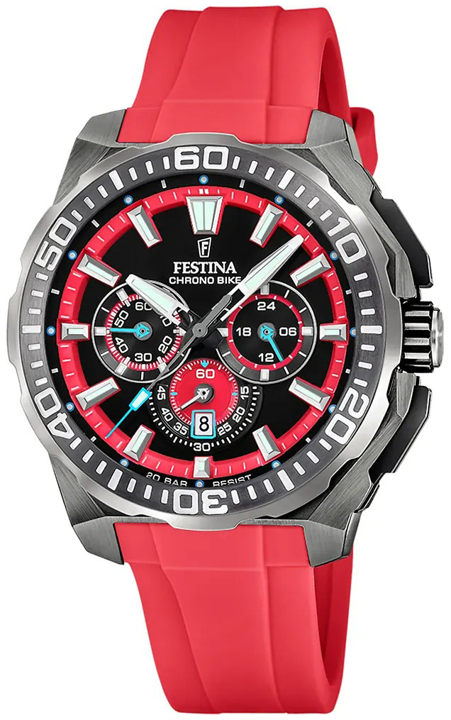 Festina Herreklokke F20725-5 Chrono Bike Sort/Gummi Ø45.5 mm