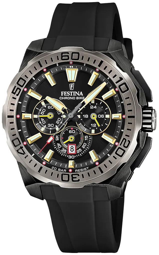 Festina Herreklokke F20726-3 Chrono Bike Sort/Gummi Ø45.5 mm