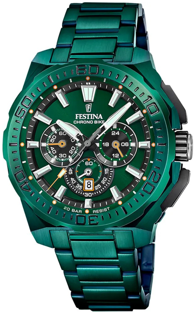 Festina Herreklokke F20730-1 Chrono Bike Grønn/Stål Ø45.5 mm