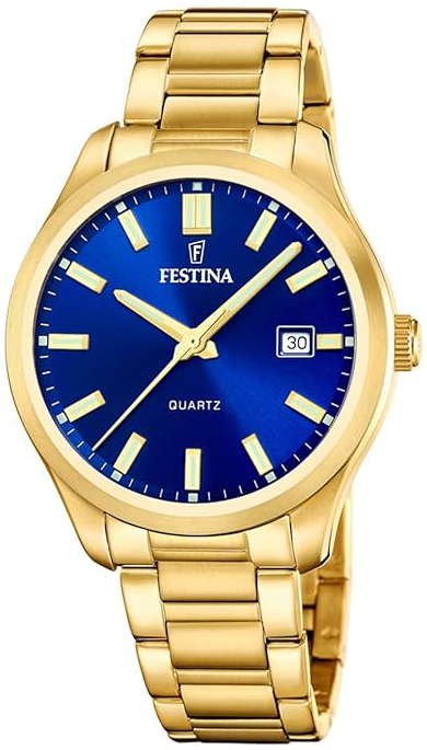 Festina Herreklokke F20740-2 Classic Blå/Gulltonet stål Ø42 mm
