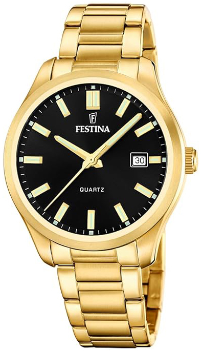 Festina Herreklokke F20740-3 Classic Sort/Gulltonet stål Ø42 mm
