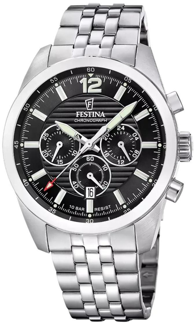 Festina Herreklokke F20742-3 Timeless Sort/Stål Ø43.8 mm