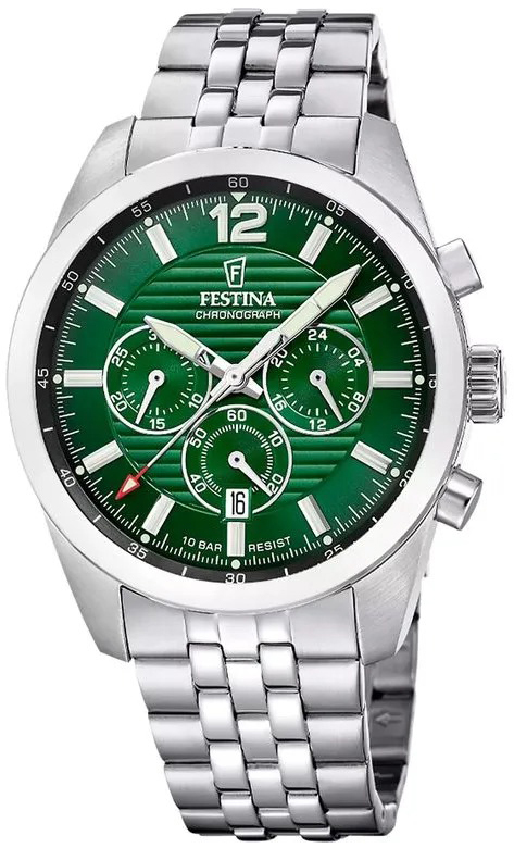 Festina Herreklokke F20742-5 Timeless Grønn/Stål Ø43.8 mm